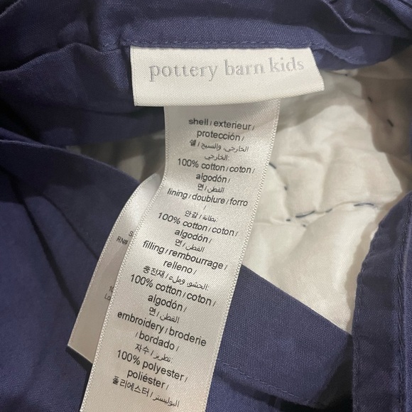 Pottery Barn Kids Busy Trucks Pillow Quilted Sham Euro Ice Cream Recycle Navy - Picture 5 of 6